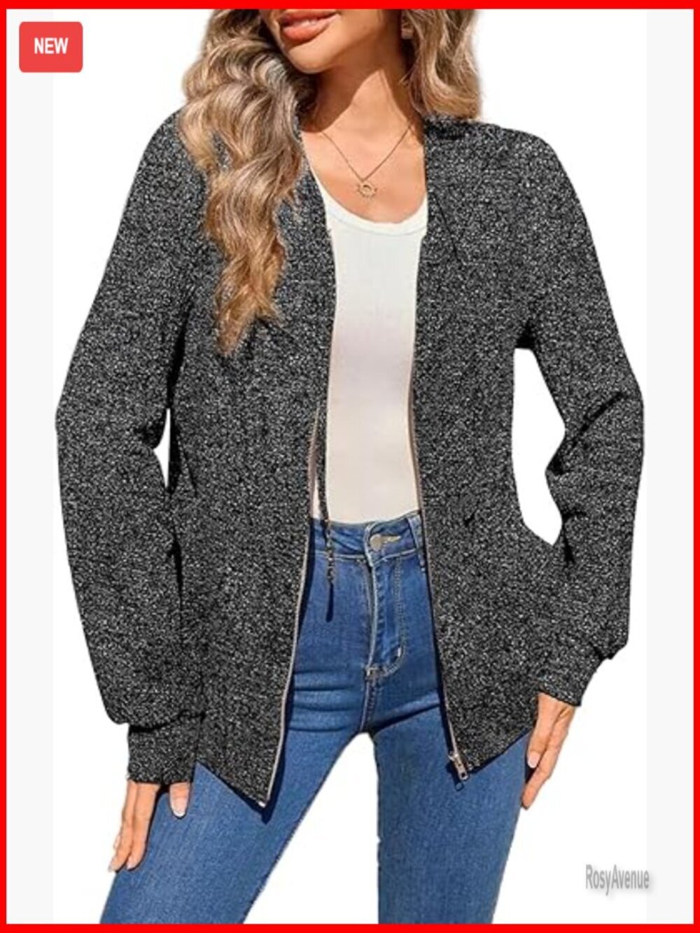 Waffle Knit Zip Up Hoodie Jacket Comfy Loose Fit Sweatshirt